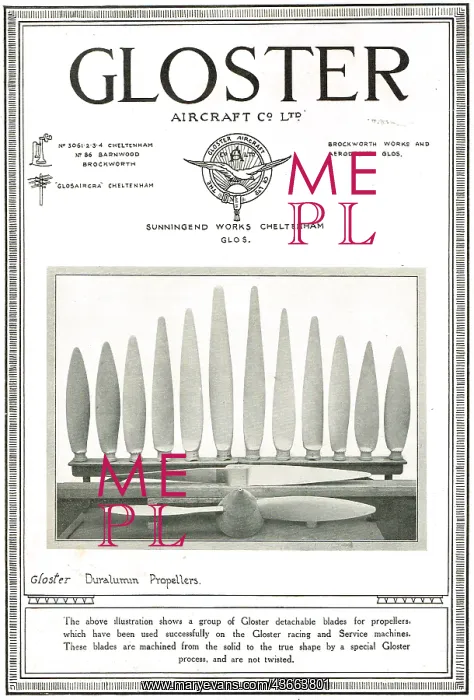 : Gloster Detachable Duralumin Propeller Blades : Gloster Detachable Duralumin Propeller Blades