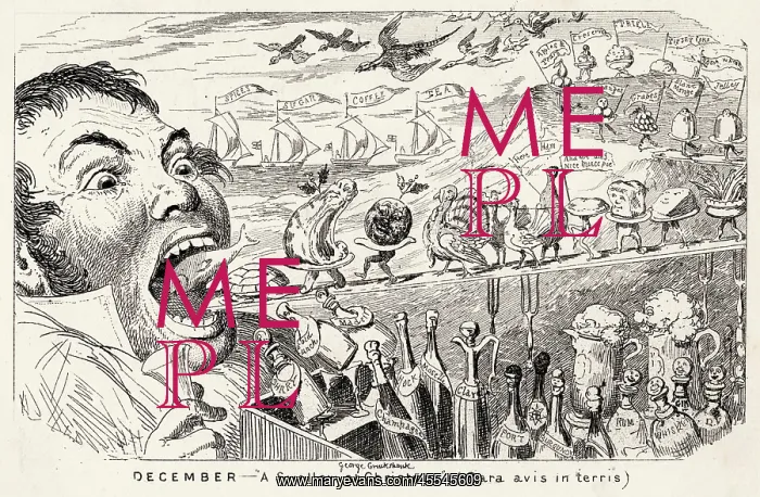  : Gluttony. A SWALLOW AT CHRISTMAS satire on seasonal gluttony