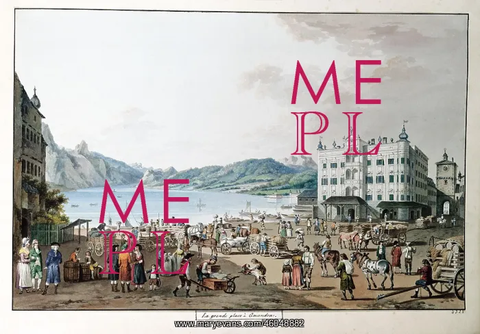 : Gmunden Stadtplatz, Upper Austria, waterpaint. 1795 : Gmunden Stadtplatz, Upper Austria, waterpaint. 1795