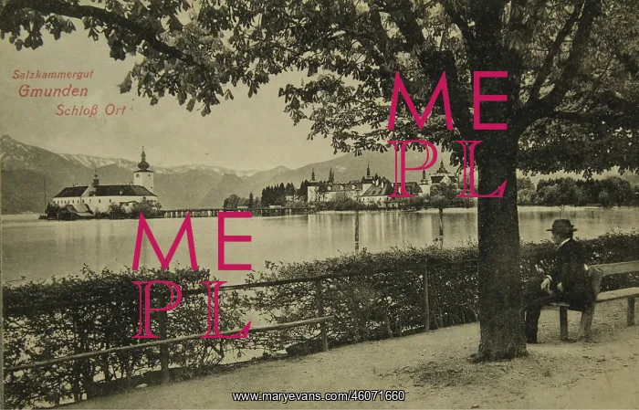 : Gmunden. Ort castle. View from the Esplanade to the : Gmunden. Ort castle. View from the Esplanade to the