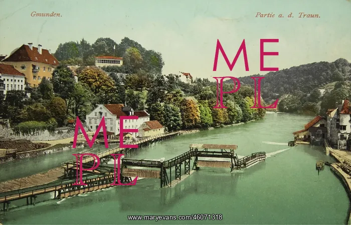 : Gmunden. At the Traun. Outflow of Traun from the : Gmunden. At the Traun. Outflow of Traun from the