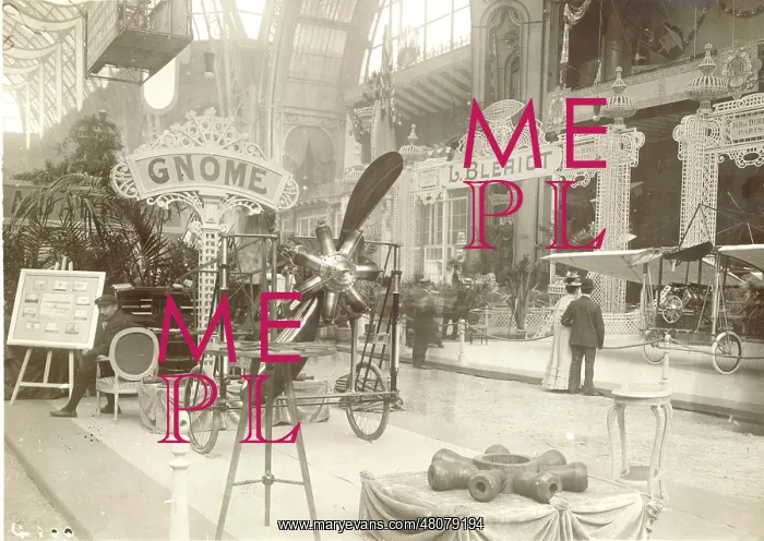 : Gnome and Bleriot stands at the Exposition International : Gnome and Bleriot stands at the Exposition International