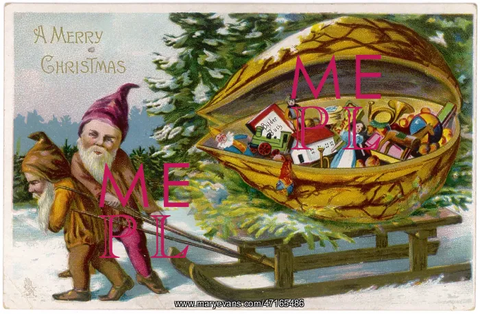 : Gnomes deliver Christmas presents in a nutshell : Gnomes deliver Christmas presents in a nutshell