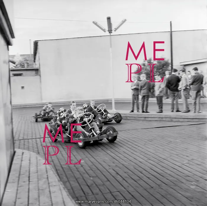 : Go-Kart Racing in the viennese Prater. Photograph. 1961 : Go-Kart Racing in the viennese Prater. Photograph. 1961