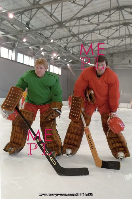 : Goalkeepers Vladimir Myshkin and Vladislav Tretyak, 1984 : Goalkeepers Vladimir Myshkin and Vladislav Tretyak, 1984