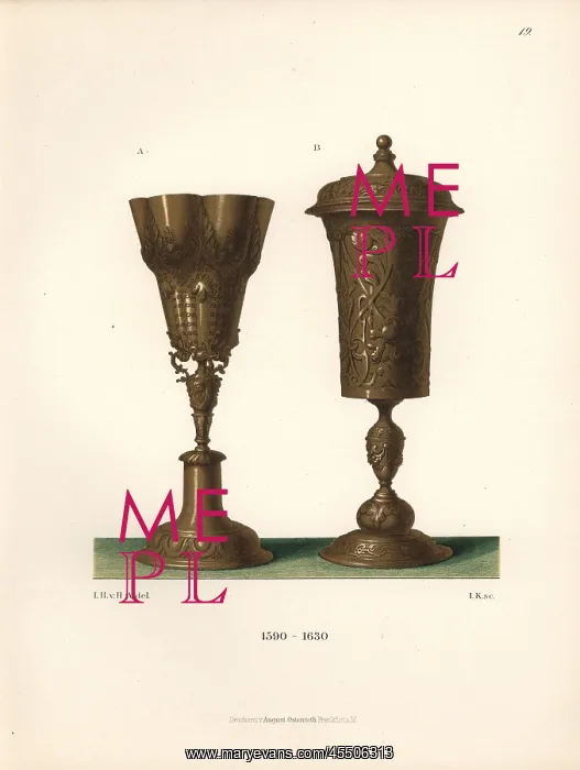 : Two goblets in gilt-plated silver, Gothic style : Two goblets in gilt-plated silver, Gothic style