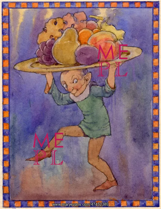  : A goblin carrying plate of fruit