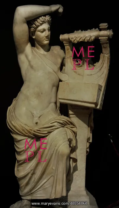 : God Apollo playing the cithara. 2nd century AD. Marble : God Apollo playing the cithara. 2nd century AD. Marble