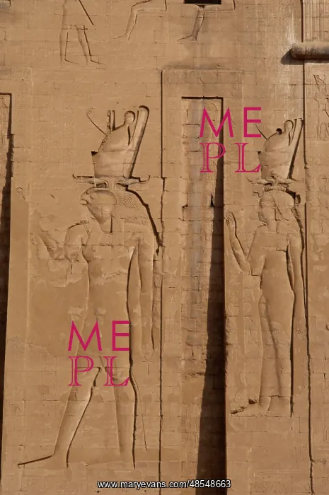 : God Horus and goddess Hathor. Edfu. Egypt : God Horus and goddess Hathor. Edfu. Egypt