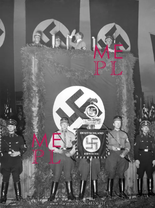 : Goebbels holding a speech the evening before : Goebbels holding a speech the evening before