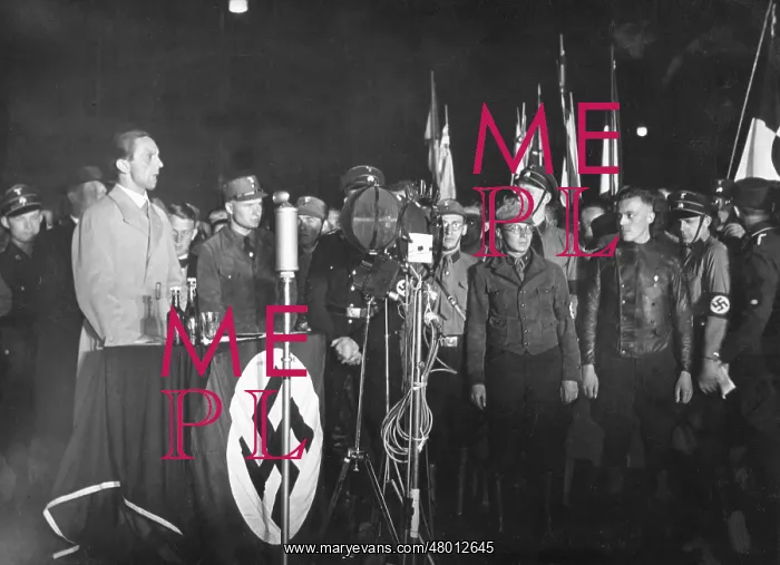 : Goebbels during the public book burning in Berlin, 1933 : Goebbels during the public book burning in Berlin, 1933