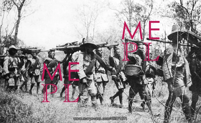 : Gold Coast regiment arriving in Kibata, East Africa, WW1 : Gold Coast regiment arriving in Kibata, East Africa, WW1