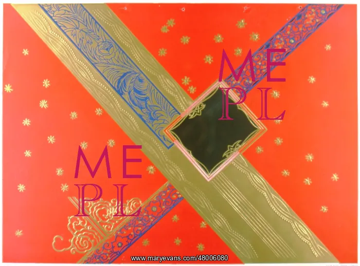 : Gold and red abstract art deco line design : Gold and red abstract art deco line design