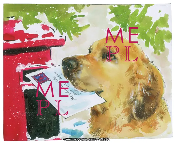 : Golden Retriever posting a letter : Golden Retriever posting a letter