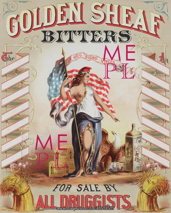 : Golden Sheaf Bitters featuring goddess Columbia : Golden Sheaf Bitters featuring goddess Columbia