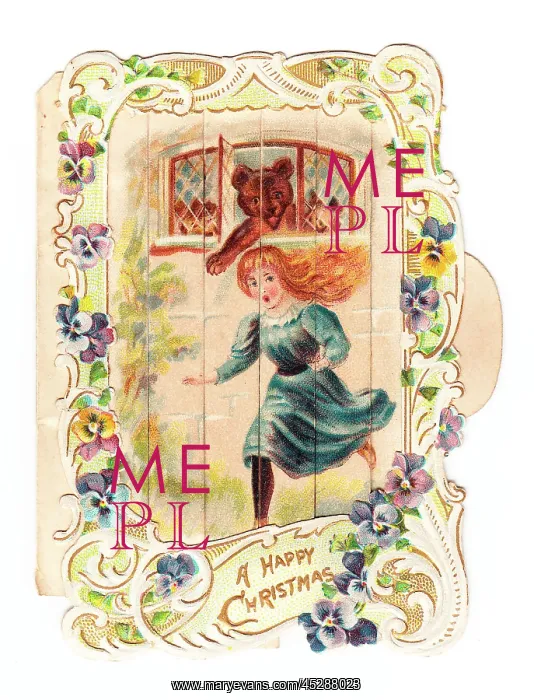 : Goldilocks and three bears on a Christmas card : Goldilocks and three bears on a Christmas card