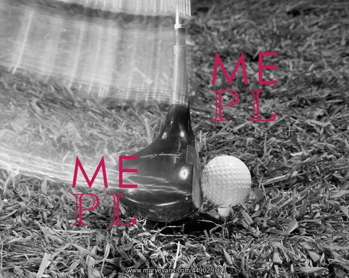  : Golf Club Hitting Ball Strobe Effect Green Grass