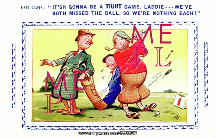  : Golf humor with two men and a caddie