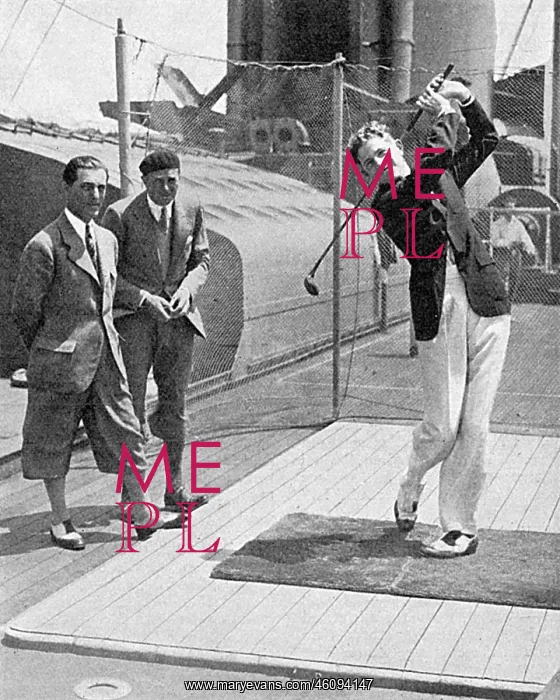 : Golfers on board the Berengaria : Golfers on board the Berengaria