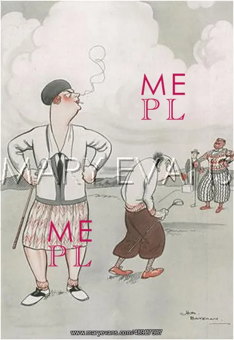 : Golfing illustration by H. M. Bateman : Golfing illustration by H. M. Bateman