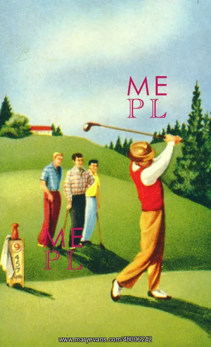  : Golfing scene -- four men on a green