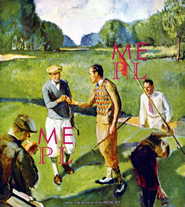 : Golfing scene -- five men on a green : Golfing scene -- five men on a green