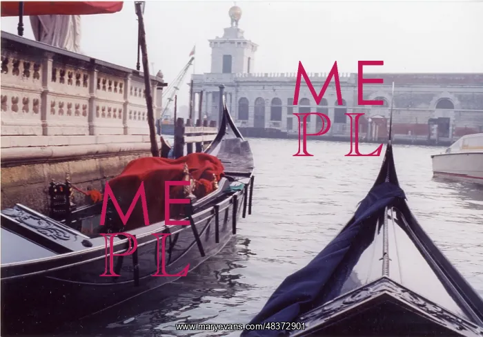 : Gondolas on a canal, Venice : Gondolas on a canal, Venice