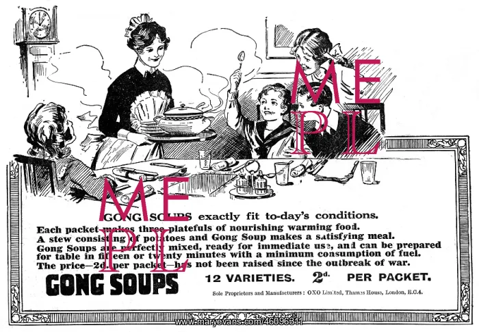 : Gong Soups advertisement, WW1 : Gong Soups advertisement, WW1