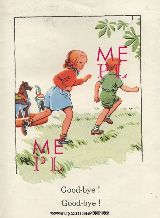 : Good-bye! Good-bye! Illustration from Janet and John Book : Good-bye! Good-bye! Illustration from Janet and John Book