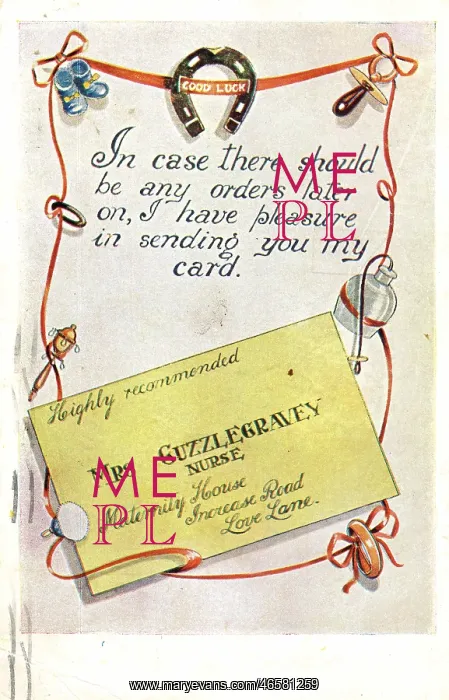 : Good Luck card from an imaginary midwife : Good Luck card from an imaginary midwife