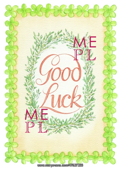 : Good Luck with white heather & four-leaf clover : Good Luck with white heather & four-leaf clover