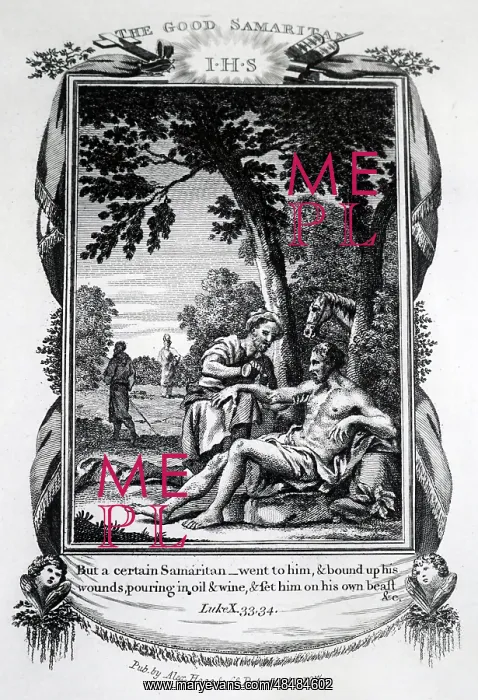 : The Good Samaritan tending a man wounded by the : The Good Samaritan tending a man wounded by the