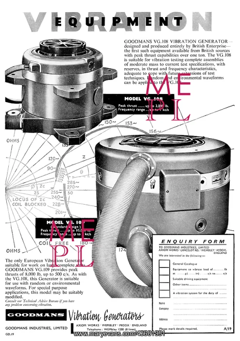 : Goodmans Vibration Generators 1958 : Goodmans Vibration Generators 1958