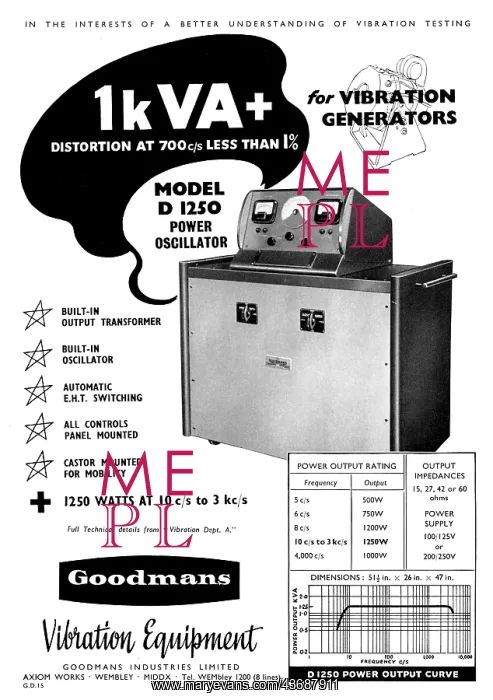 : Goodmans Vibration Generators & Test Equipment : Goodmans Vibration Generators & Test Equipment