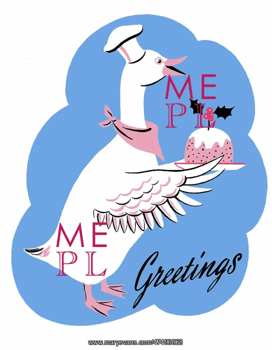 : Goose carrying a Christmas pudding : Goose carrying a Christmas pudding