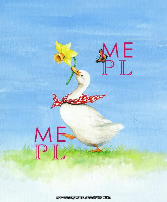  : Goose dancing with daffodil and butterfly