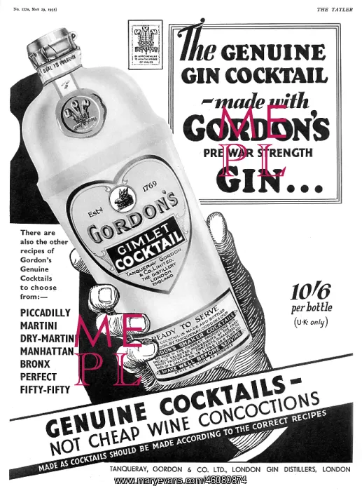 : Gordon's Gimlet Cocktail advertisement : Gordon's Gimlet Cocktail advertisement