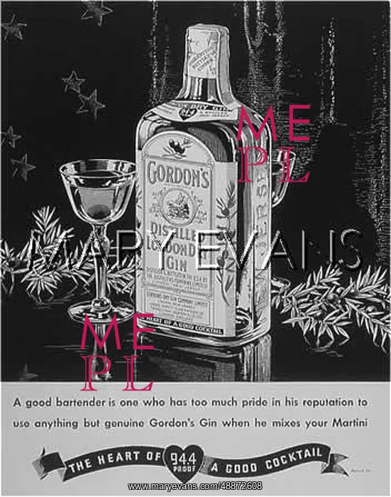 : GORDON`S GIN ADVERT / 1935 : GORDON`S GIN ADVERT / 1935