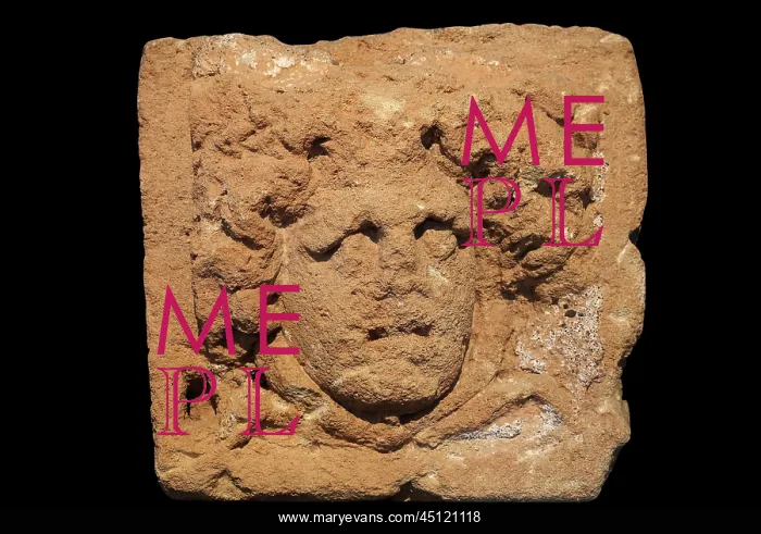 : Gorgoneion relief, Solunto Museum, Solunto, Sicily, Italy : Gorgoneion relief, Solunto Museum, Solunto, Sicily, Italy