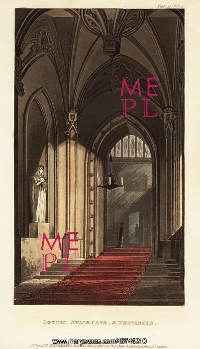 : Gothic staircase and vestibule : Gothic staircase and vestibule