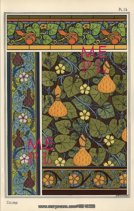 : Gourd in wallpaper, stained glass and fabric patterns : Gourd in wallpaper, stained glass and fabric patterns