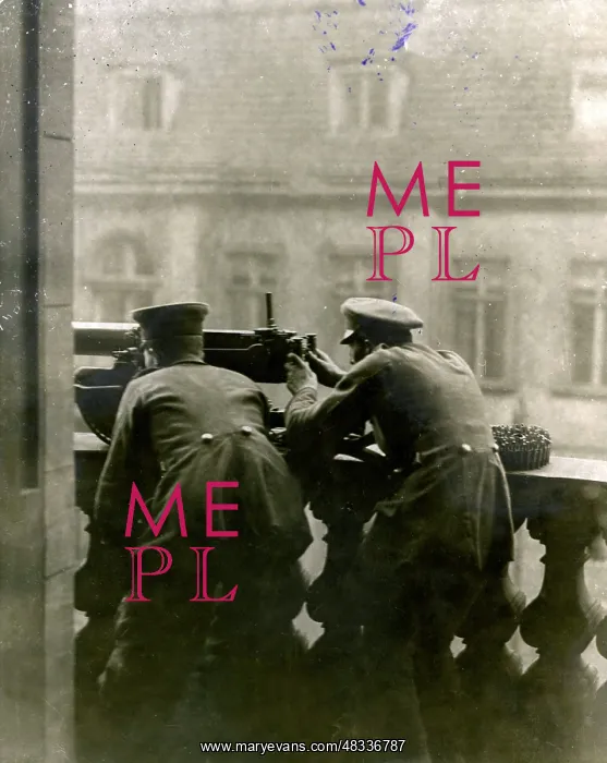 : Government troops on a balcony, 1918 : Government troops on a balcony, 1918