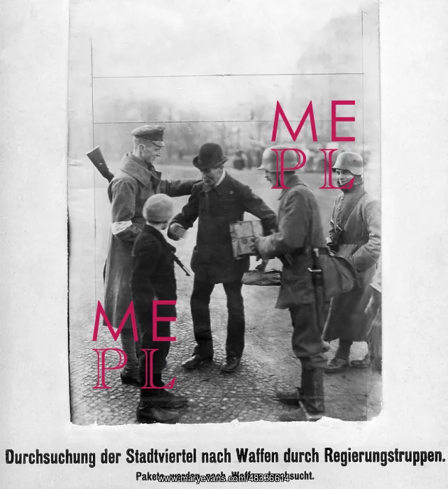 : Government troops checking the identity of people, 1919 : Government troops checking the identity of people, 1919