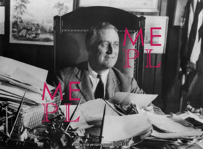 : Governor Franklin Roosevelt at his desk in Albany : Governor Franklin Roosevelt at his desk in Albany