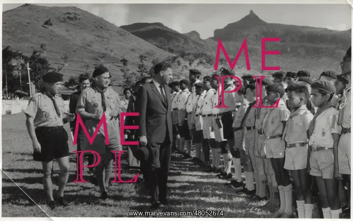 : Governor inspecting scouts at a rally, Mauritius : Governor inspecting scouts at a rally, Mauritius