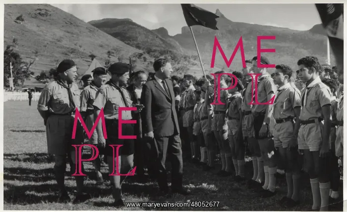 : Governor inspecting scouts at a rally, Mauritius : Governor inspecting scouts at a rally, Mauritius