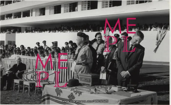 : Governor, Mayor and Scouts at a rally, Mauritius : Governor, Mayor and Scouts at a rally, Mauritius