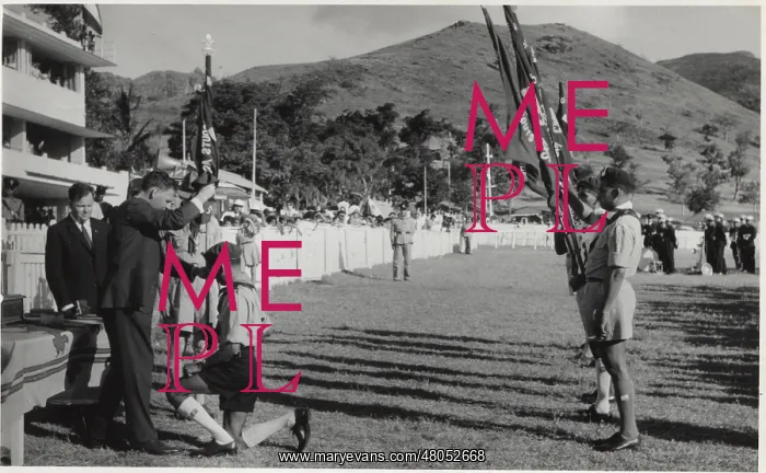 : Governor and scouts at a rally, Mauritius : Governor and scouts at a rally, Mauritius