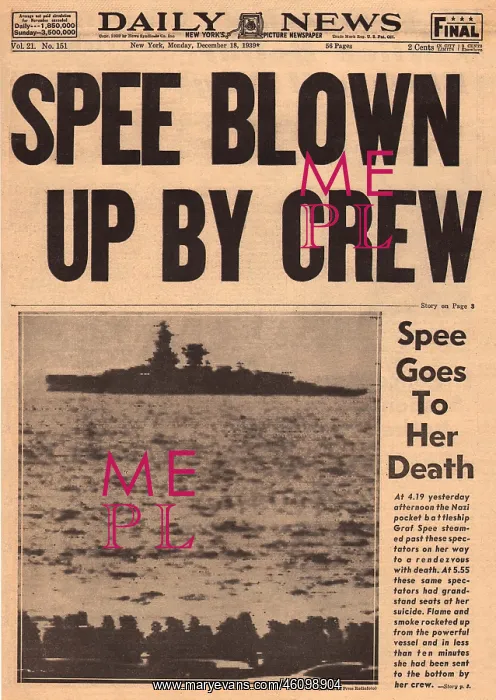 : Graf Spee blown up by crew, WW2 : Graf Spee blown up by crew, WW2