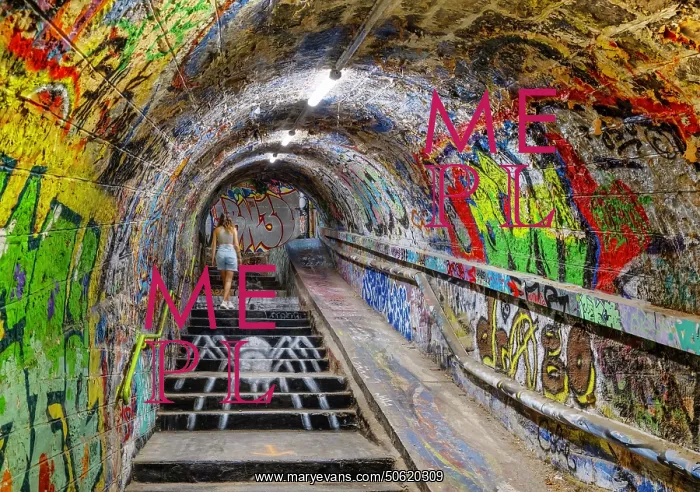: Graffiti, Tunnel, Cerbere, Pyrenees-Orientales, France : Graffiti, Tunnel, Cerbere, Pyrenees-Orientales, France